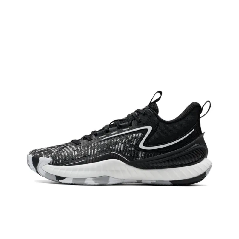 XTEP Shudder 2 Generations Anti Slip Wear Resistant Low Top Basketball Shoes Men's Black White Gray-0
