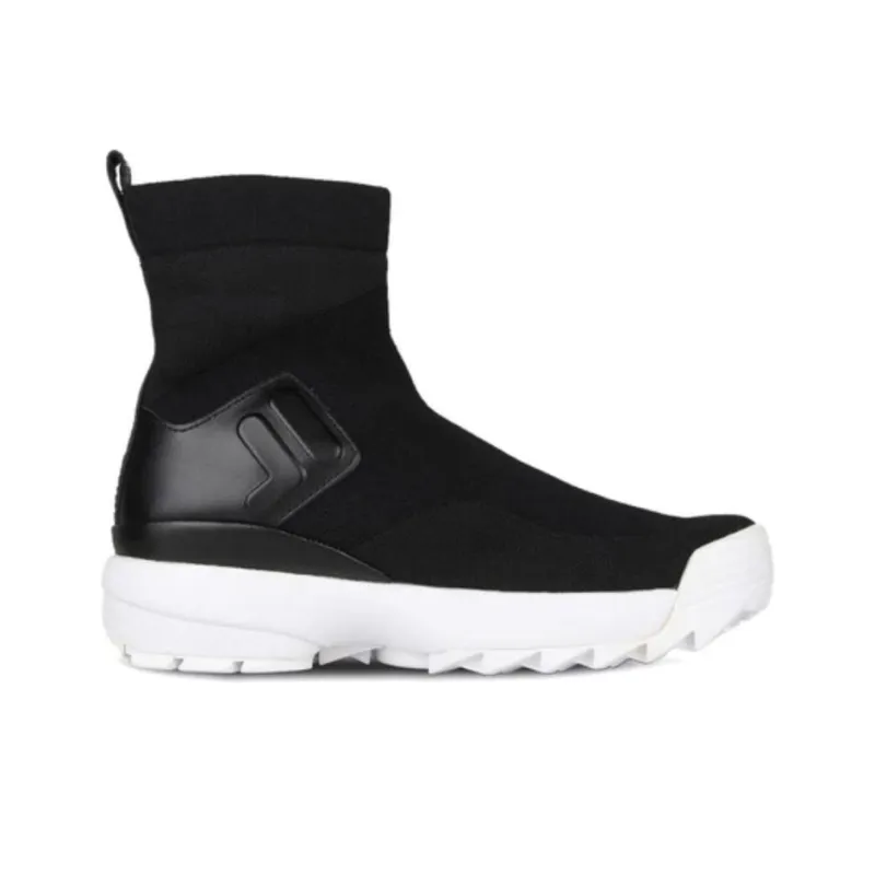 FILA Disruptor Stretch-Fabric Cushioning Anti-Slip Wear-Resistant Breathability High-Top Athletic Shoes Women's Black-1