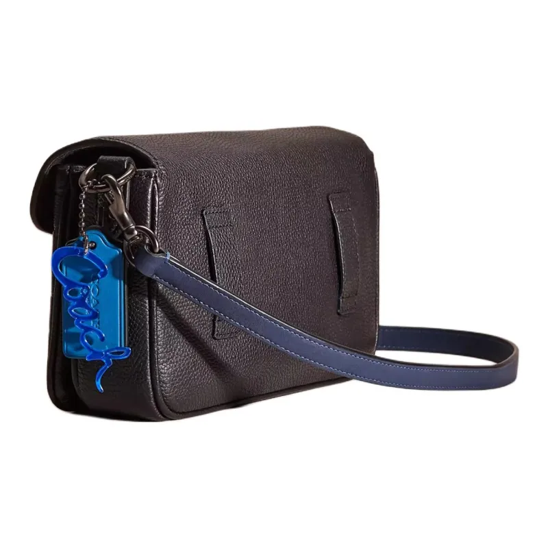 COACH Soft Tabby Pebbled Leather Shoulder Bag, Crossbody Bag Medium Size Unisex Black-1