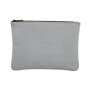 HERMES Neoprene Clutch Small Size Unisex 05 Argente Silver