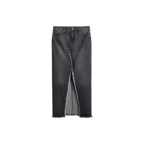 H&M Denim Long Skirts Women's Black