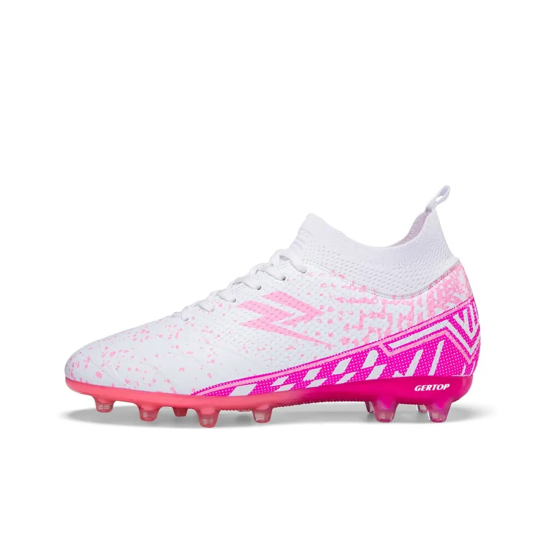 GERTOP Soccer Shoes Unisex Low Top White Pink, White Gold, Aqua, Black-0