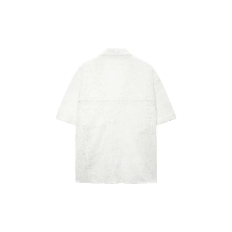 UNVESNO Shirts Unisex Lace White-1