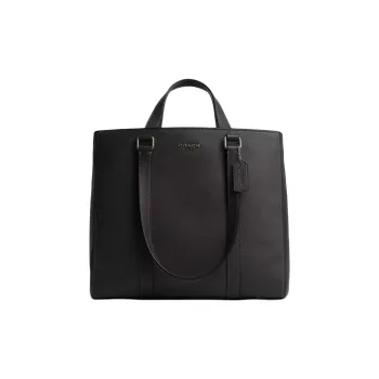 COACH Hudson High-Quality Pebbled Leather Tote Bag Shopping Bag Shoulder Bag Handbag Large Size Men's Black