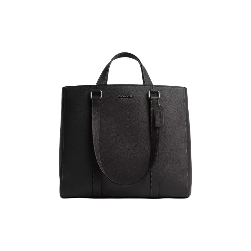 COACH Hudson Refined Pebbled Leather Tote Bag, Shopping Bag, Shoulder Bag, Handbag Tubas Men's Black-0