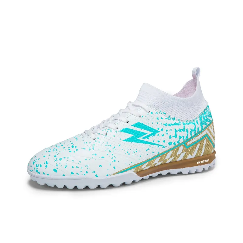 GERTOP Soccer Shoes Unisex Low Top White Pink, White Gold, Aqua, Black-16
