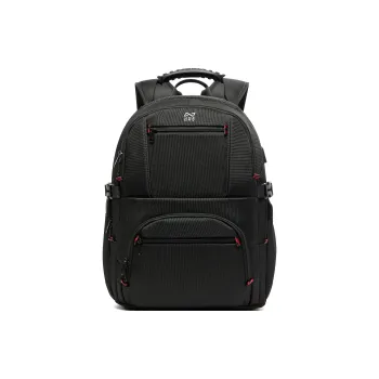 QING QI ZHE Fabric Backpack Backpack Travel Bag Men's Black