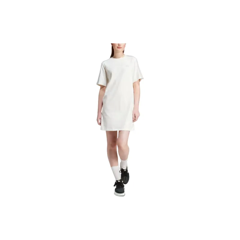 Adidas ESSENTIALS 3-STRIPES SINGLE JERSEY Short-Sleeved Dresses Women's White-1