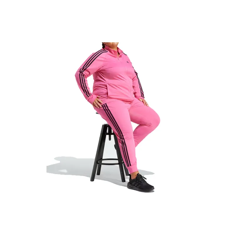 Adidas ESSENTIALS WARM-UP TRICOT SLIM Retro Sports Stand Collar Jackets Women's Pulse Red Black-3