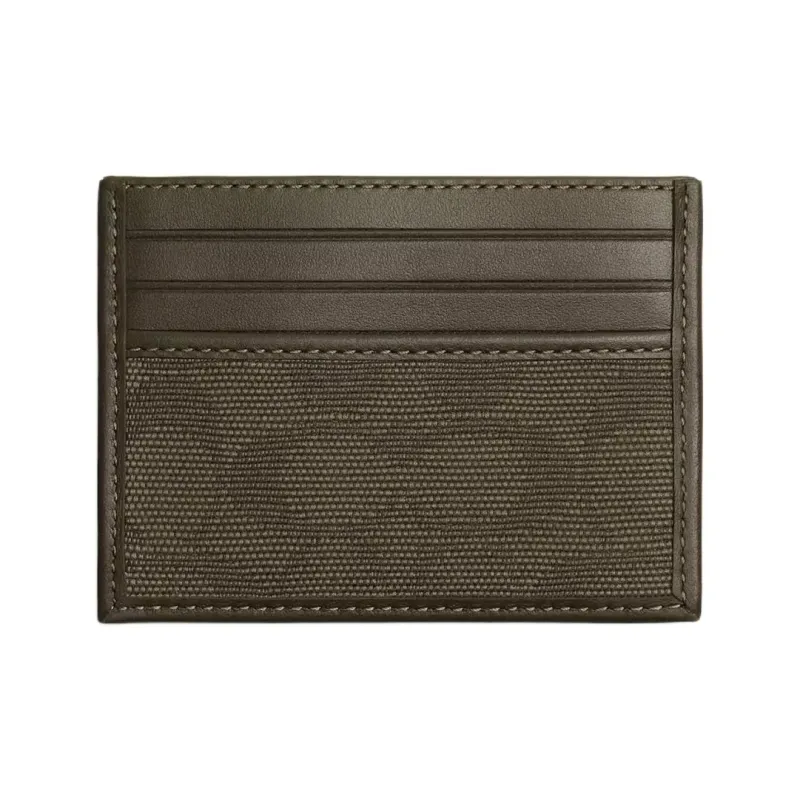 COACH Card Case Canvas With Calfskin Card Holder Mini Unisex Army Green-0