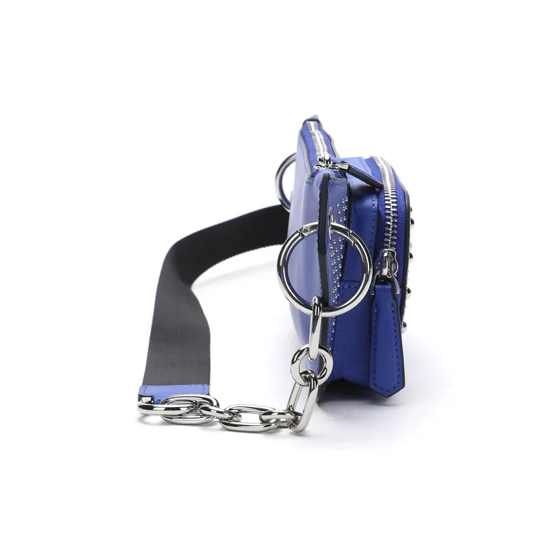 Miguel Vieira Cow Leather Crossbody Bag Small Size Women's Blue/Red/White-2