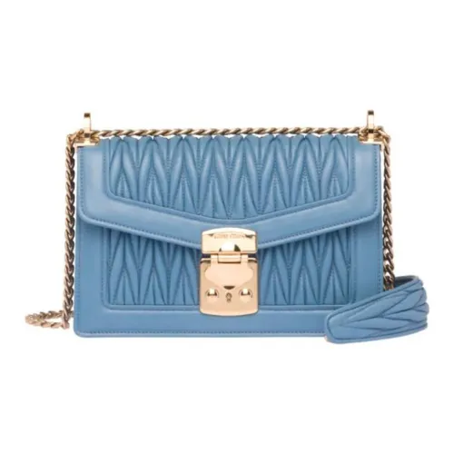 MIU MIU Leather Shoulder Bag Crossbody Bag Women's Xingji Blue