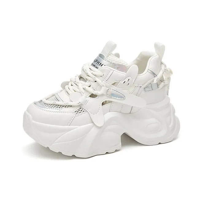 DAPHNE Low-Top Chunky Sneakers Women's White Pink/White Silver-4