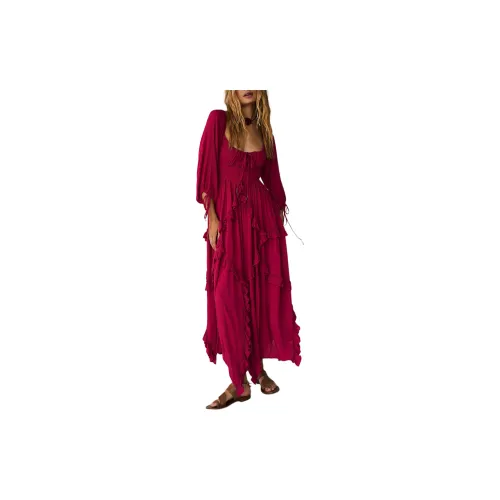 FREE PEOPLE Long-Sleeved Dresses Women's Cha Cha Cherry Pink