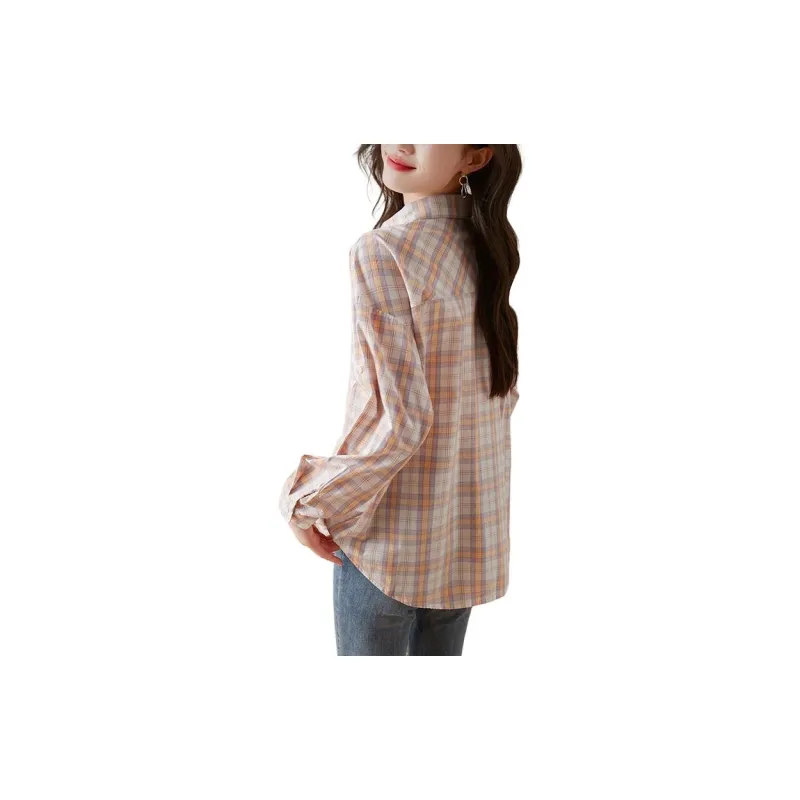 La Chapelle Shirt Women's Purple Plaid-1