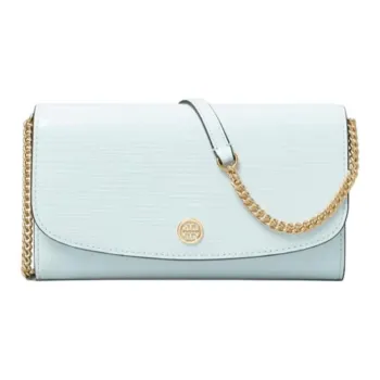 TORY BURCH Patent Leather With Cross Grain Leather Shoulder Bag Crossbody Bag Wallet Women's Light Blue