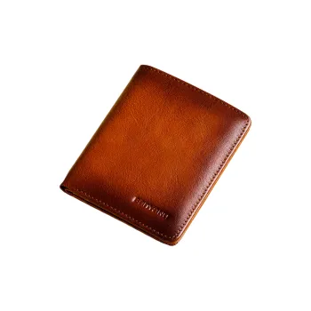 Banyanu Top Grain Cow Leather Wallets With Money Clip Regular Men's Yellow Brown/Coffee/Blue Gray/Black
