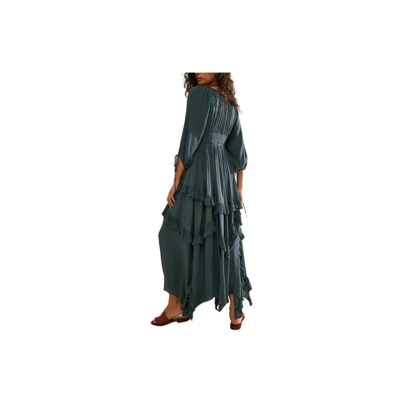 FREE PEOPLE In Your Dreams Maxi Long-Sleeved Dresses Women's Balsam/Fragrant Fat Color-1