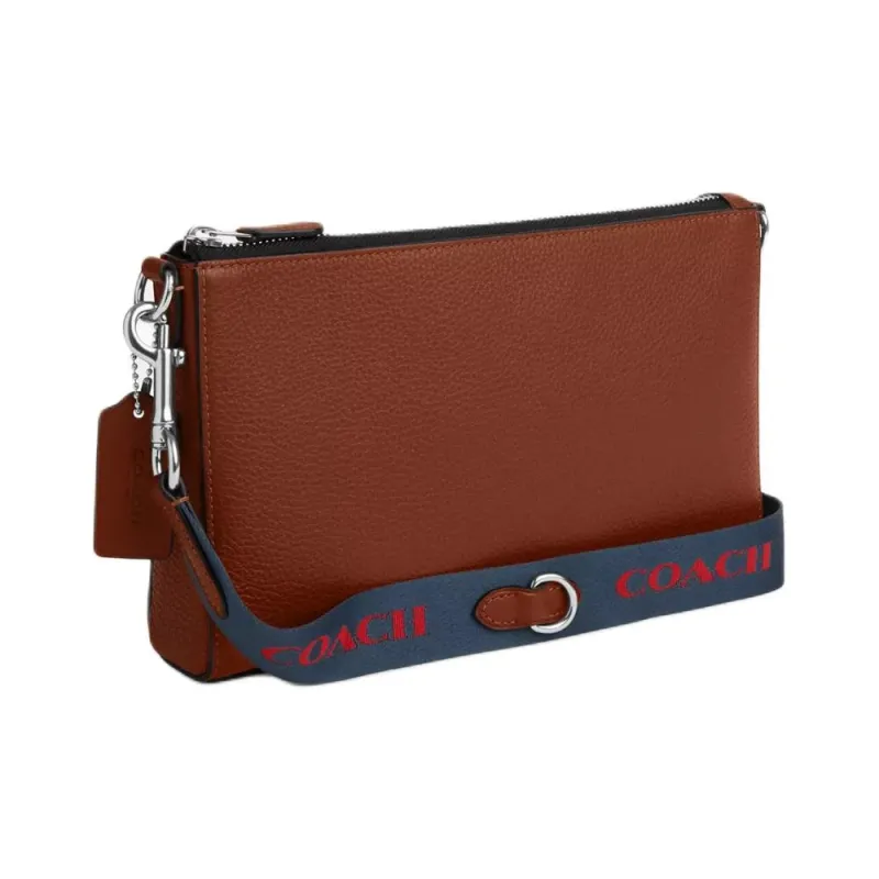 COACH Holden Pebbled Leather With Smooth Calfskin Shoulder Bag Crossbody Bag Medium Size Men's Red Wood Color-1