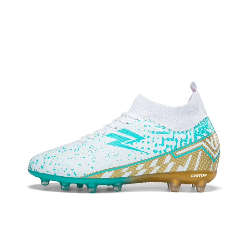 GERTOP Soccer Shoes Unisex Low Top White Pink, White Gold, Aqua, Black-3