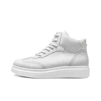 THOM WILLS Brock Embroidered White Sneakers High Top Skateboard Shoes Men's White