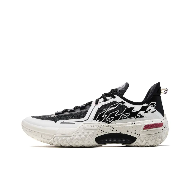 LiNing Jie Ao Black Flame Cushioned Slip Resistant Abrasion Resistant Low Top Basketball Shoes Men's Black White-0