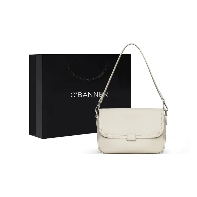 C°BANNER Cow Leather Crossbody Bag, Shoulder Bag, Small Square Bag Regular Women's Coffee/Black/Ecru-0
