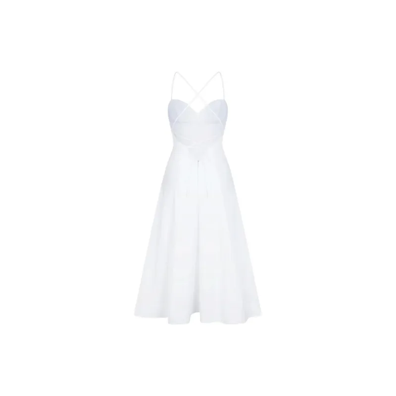 Khy SS24 DROP 007 Poplin Low Back Midi Dress Slip Dresses Women's White/White-1