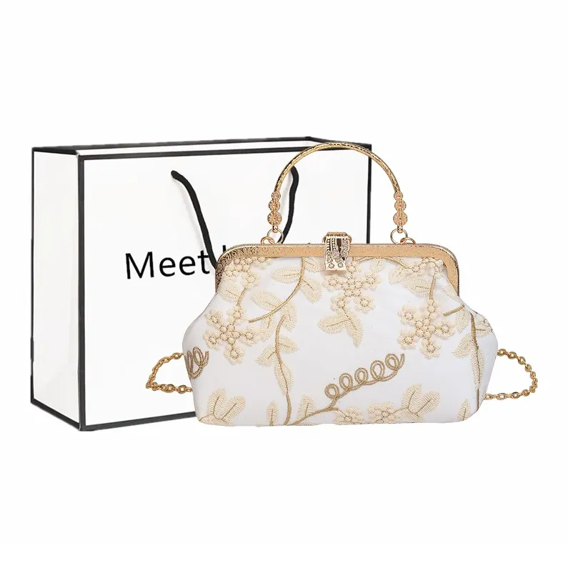 Fitchell Embroidery Shoulder Bag, Crossbody Bag, Handbag Regular Women's Pink/White/Blue-4