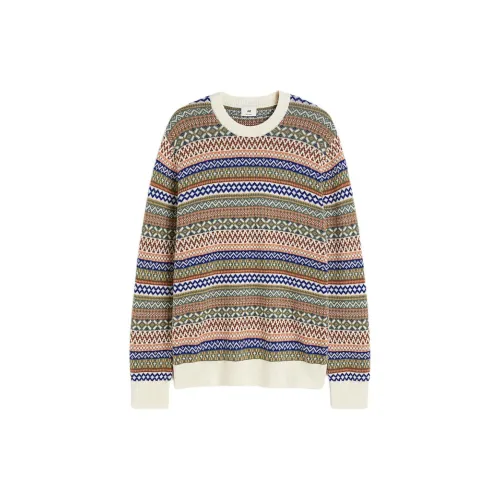 H&M Knitwear Men Cream Color/multi-color