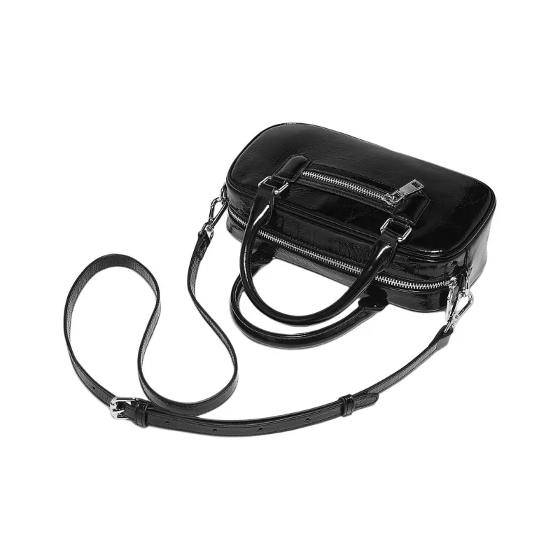 Marino Orlandi Cow Leather Handbag Regular Women's Black/Silver-4