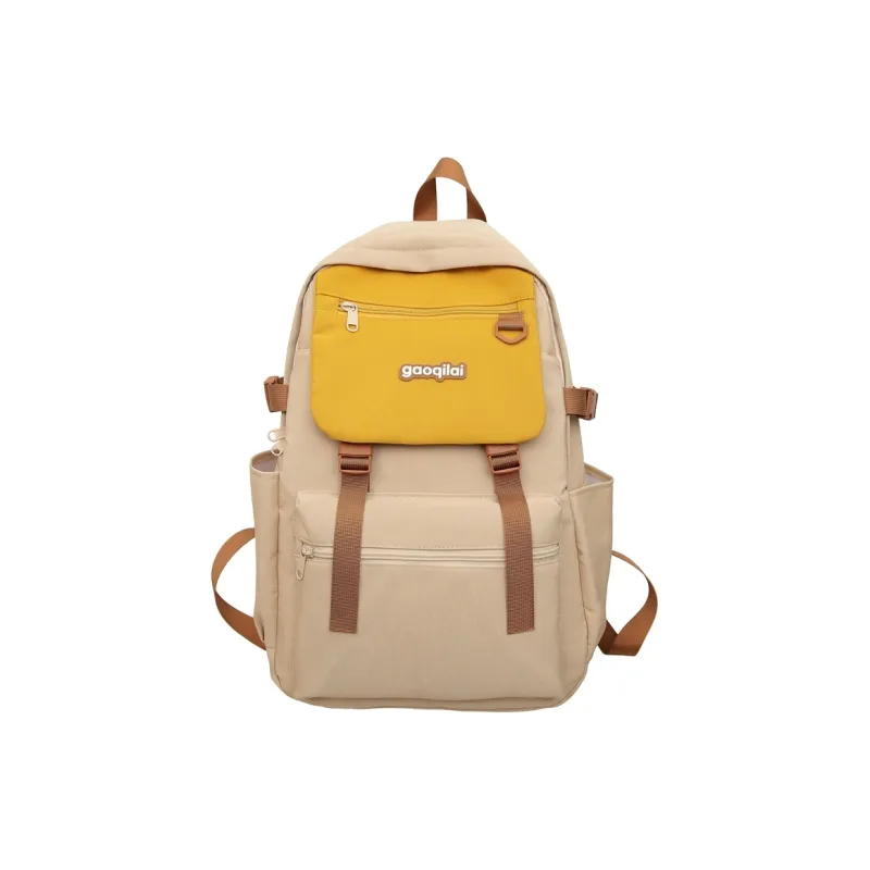 KAKAXI Nylon Backpack Unisex Black/Pink/Dark Khaki/Light Khaki-5