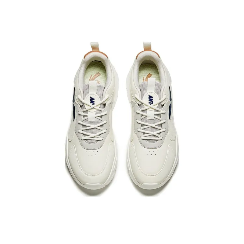Anta Life Collection Anti Slip Wear Resistant Low Top Casual Shoes Men's White Gray Blue-2
