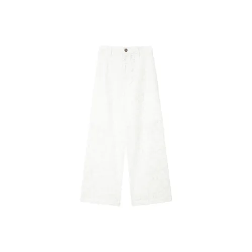 UNVESNO Casual Pants Unisex Lace White