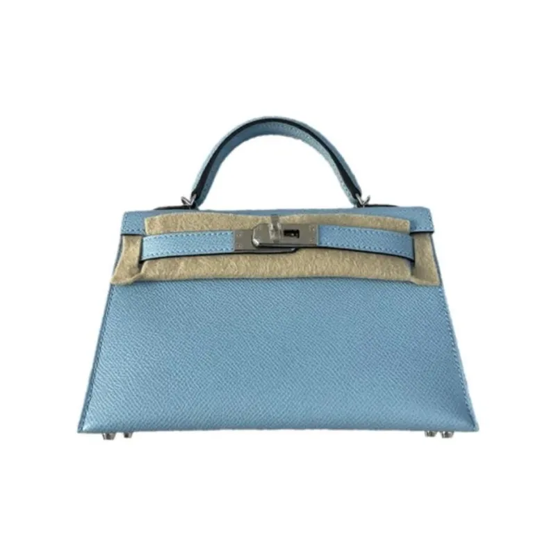 HERMES Mini Kelly Generation 1 Epsom Leather Shoulder Bag Crossbody Bag Handbag Women's D2 NEW BLEU JEAN Denim Blue-0