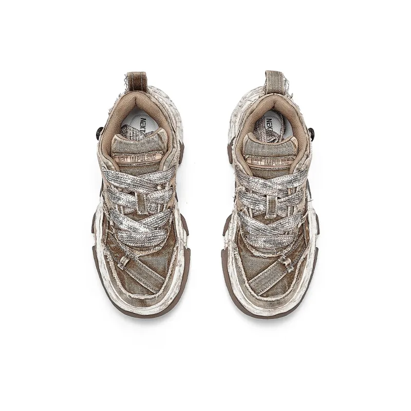 NEXT IMPULSIVE Reassembled Denim Collection Low Top Casual Shoes Unisex Mocha-3