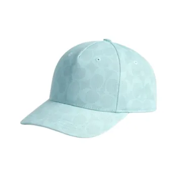 COACH Cotton Cow Leather Baseball Caps Unisex Blue