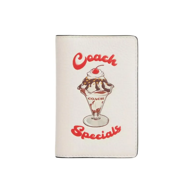 COACH Leather Wallet Mini Unisex Ecru-0