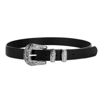 FORTEI Genuine Leather Cow Leather Y2K Belt Unisex Black Material Width 3CM Gift Box Set