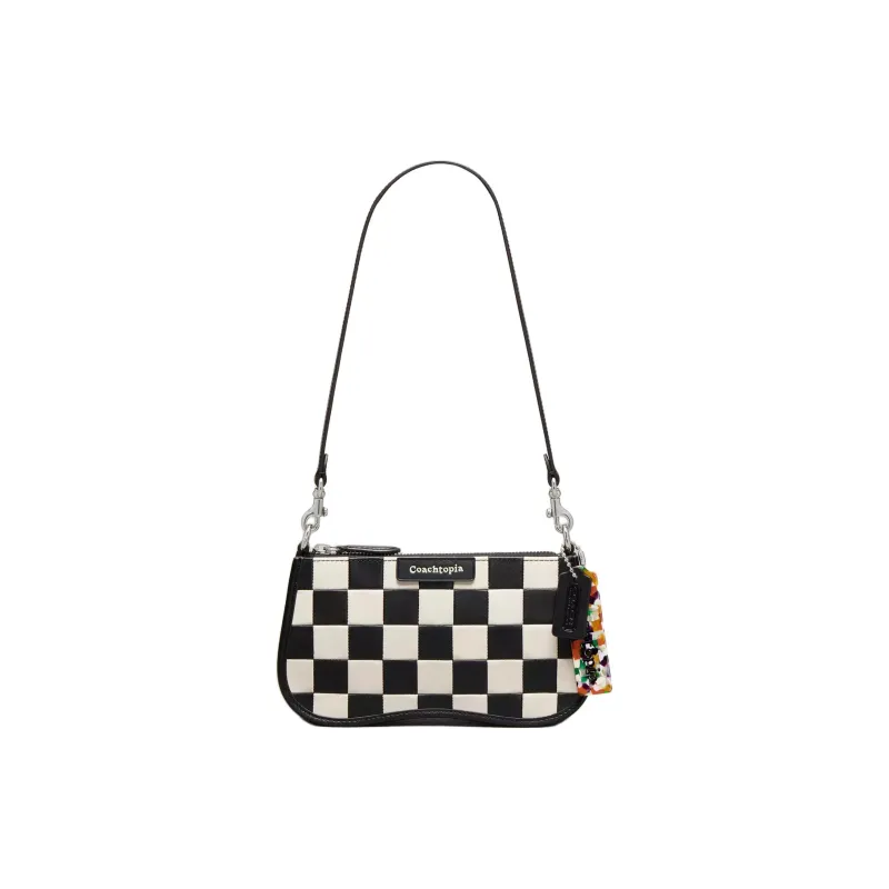 Coachtopia Leather Handbag Shoulder Bag Women's Black & Chalk-0