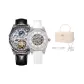 [White Leather Polina+Black Steel Band M03]Couple Watches Box Limited Edition Set