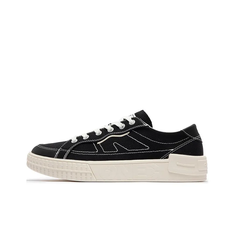 361° Anti Slip Wear Resistant Low Top Skateboard Shoes Men's Black Beige-0