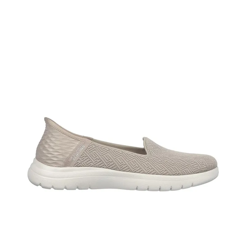 Skechers On The GO Fle Cushioning Abrasion Resistant Breathable Low Top Casual Shoes Women's Taupe-1