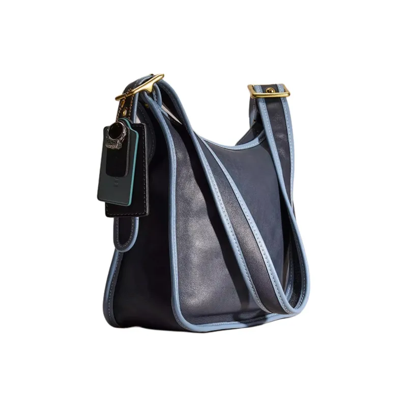 COACH Legacy Tanned Leather Shoulder Bag Crossbody Bag Handbag Large Size Women's Marine Blue-1