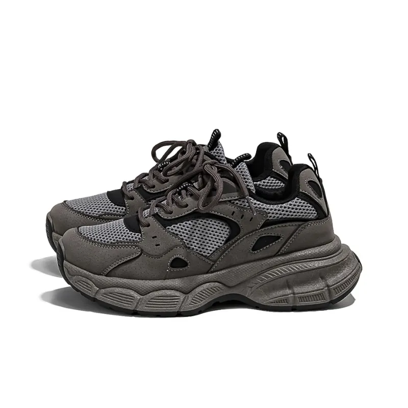 HUANQIU Durable Breathable Low Top Chunky Sneakers Women's Taupe-1