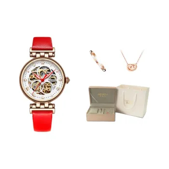 ABORNI Mechanical Movement Stainless Steel Watchband Watch Women's Watch Cut Out Dial