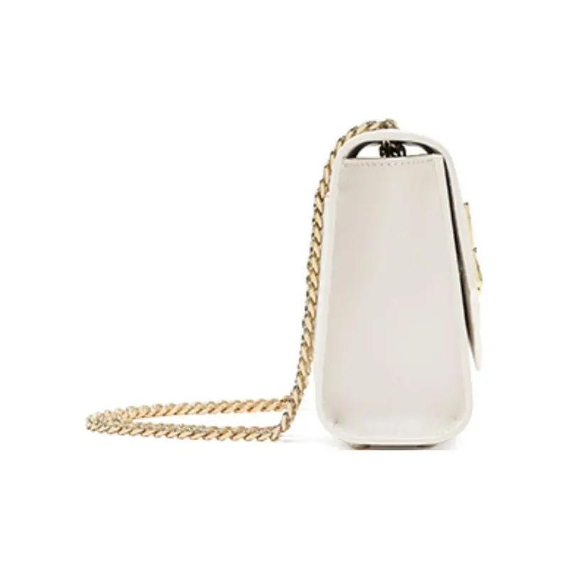 Ancient Yi Xi Cow Leather Niche Crossbody Bag, One Shoulder Chain Bag Trumpets Women's Ecru-3
