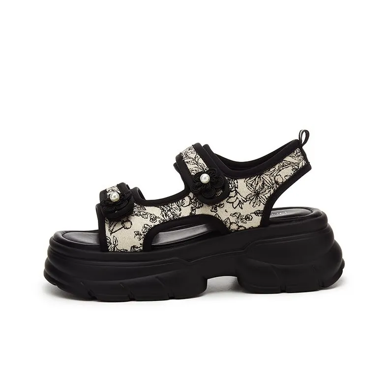DAPHNE Beach Sandals Women's Black/Beige-3