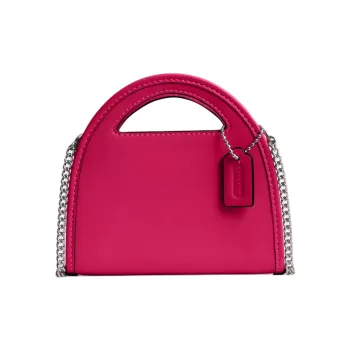 COACH Originals Gloves Made Of Tanned Leather Card Holder Mini Women's Silver & Dragon Fruit Red