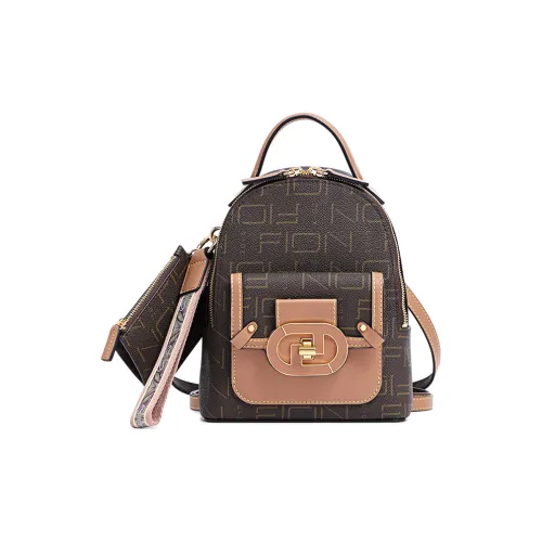 FION Artificial Leather With Cow Leather Backpack Women's